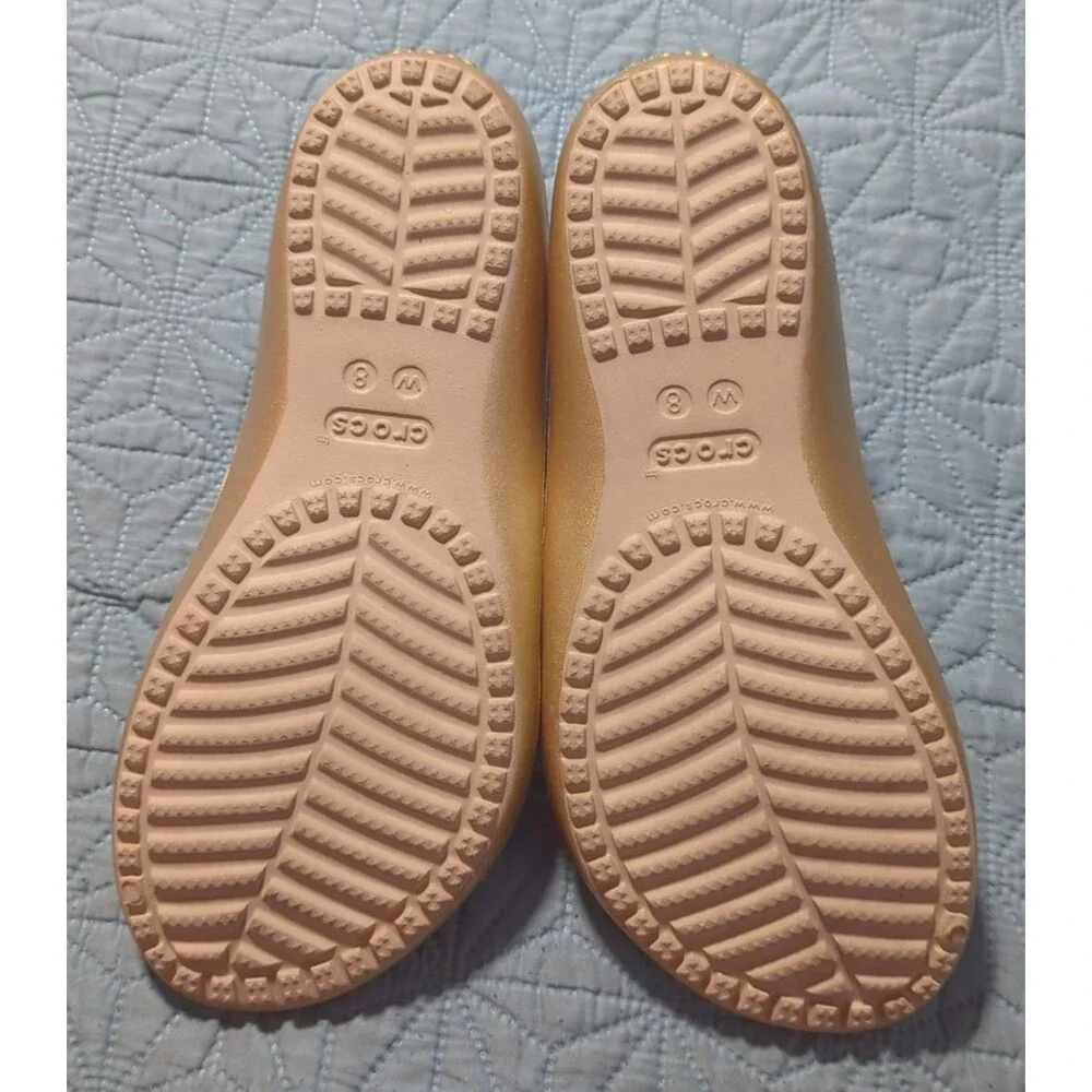 Crocs Kadee II Strappy Sandals Metallic Gold Slides Women's Sz 8 Ionic Comfort